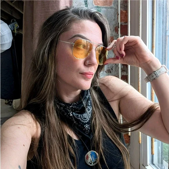 70s Retro Yellow Sunglasses Tinted Shades Aviators Minimalist Festival Glasses - Picture 3 of 6